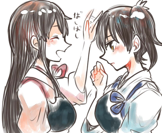 kaga and akagi (kantai collection) drawn by itomugi-kun