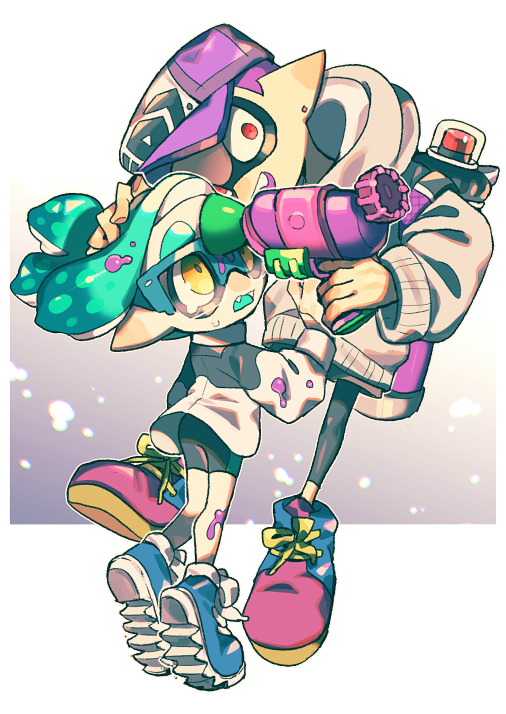 inkling player character and inkling boy (splatoon and 1 more) drawn by ..._(331608)