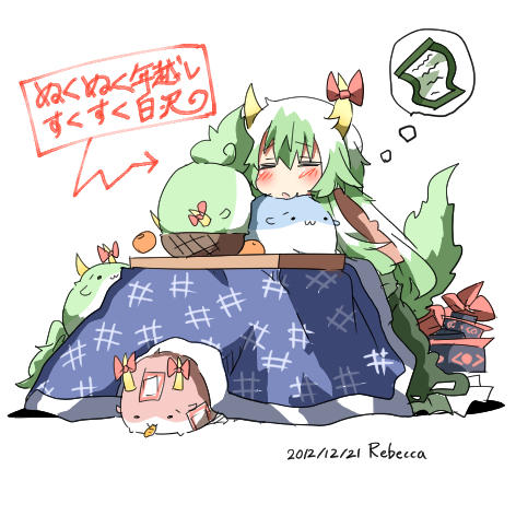 fujiwara no mokou, kamishirasawa keine, and ex-keine (touhou) drawn by rebecca_(keinelove)