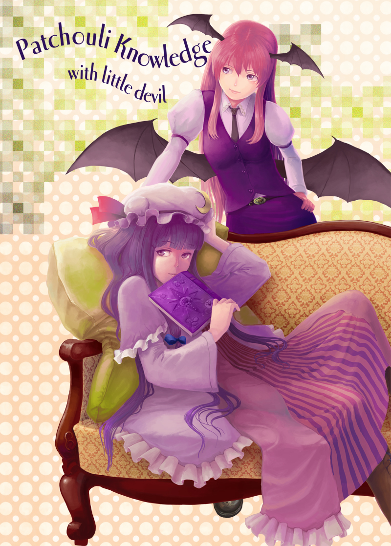 patchouli knowledge and koakuma (touhou) drawn by hiraoka_masamune
