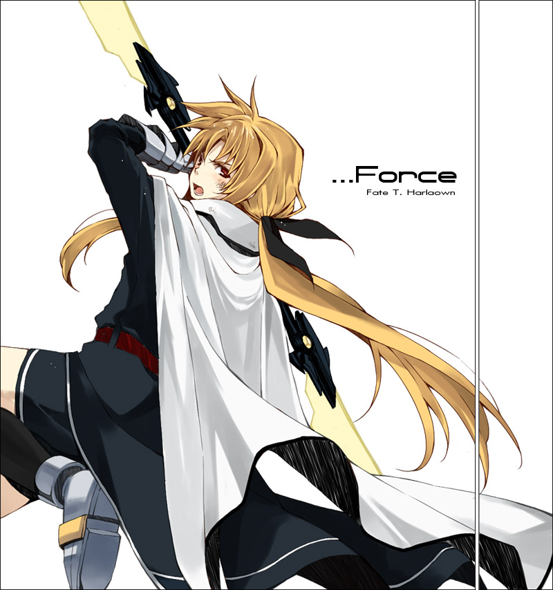 fate testarossa and bardiche (lyrical nanoha and 1 more) drawn by kutsuwada_on