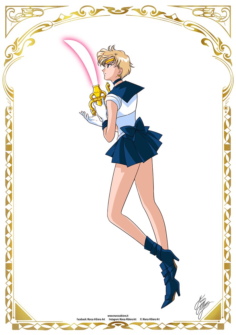 ten'ou haruka and sailor uranus (bishoujo senshi sailor moon) drawn by marco_albiero