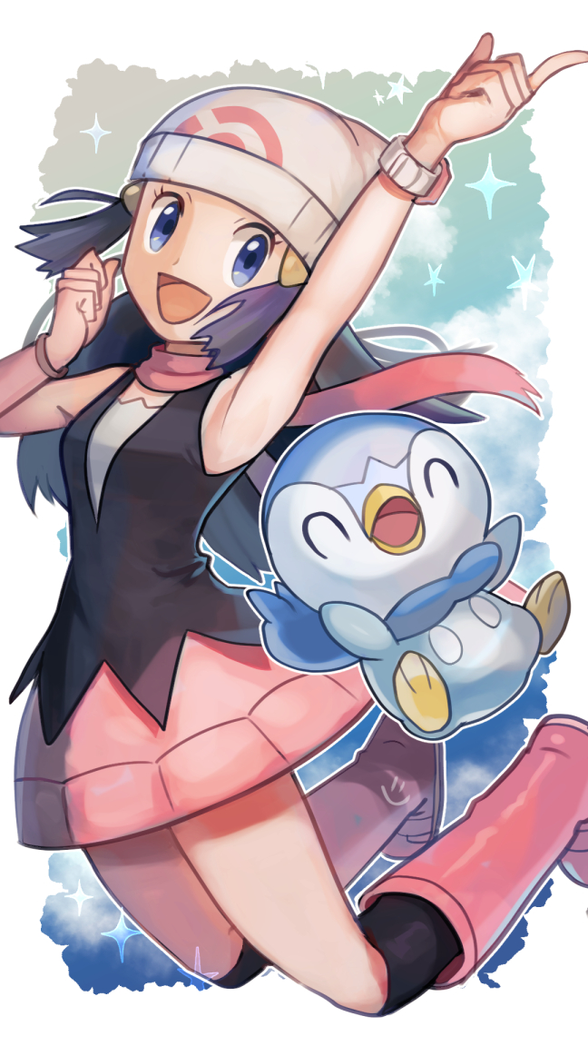 dawn and piplup (pokemon and 1 more) drawn by niji_(shihio)