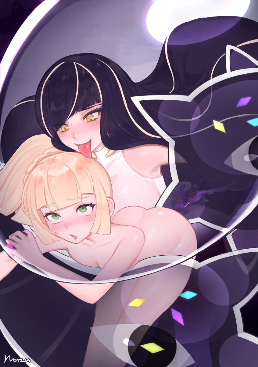 lillie, lusamine, nihilego, and lusamine fused (pokemon and 1 more) drawn by norza