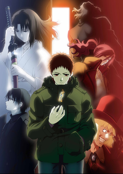ryougi shiki, aozaki touko, kokutou mikiya, araya souren, cornelius alba, and 1 more (kara no kyoukai)