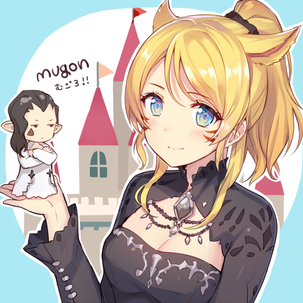 warrior of light and ayase eli (love live! and 3 more) drawn by momoko_(momopoco)