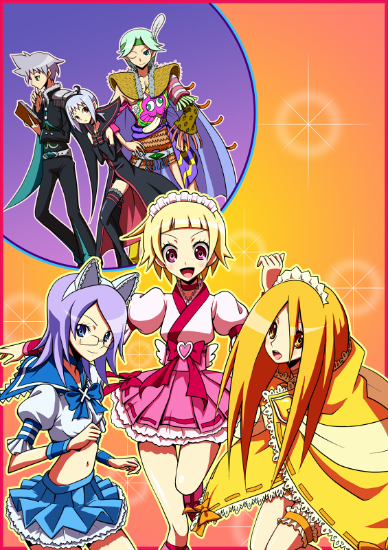 cure peach, eas, cure pine, cure berry, komori kiri, and 5 more (precure and 2 more) drawn by shirono