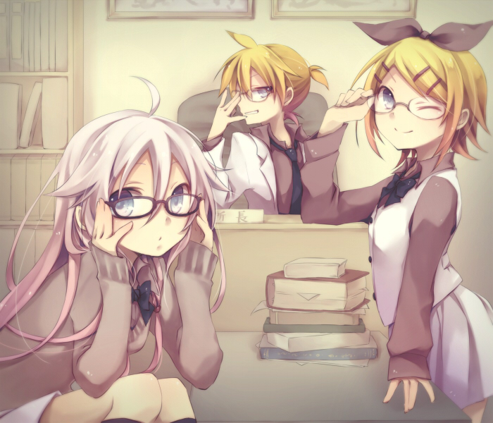 kagamine rin, kagamine len, and ia (vocaloid) drawn by kuroi_(liar-player)