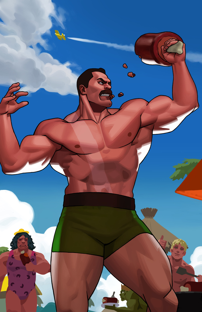 blanka, cody travers, hugo andore, and mike haggar (street fighter and 2 more) drawn by chad_walker