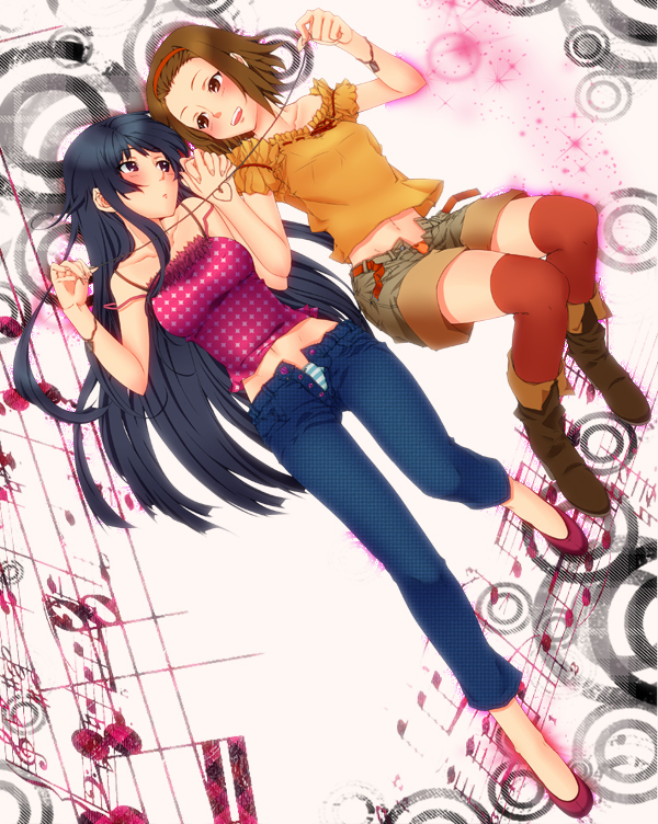 akiyama mio and tainaka ritsu (k-on!) drawn by kourai_jinjin