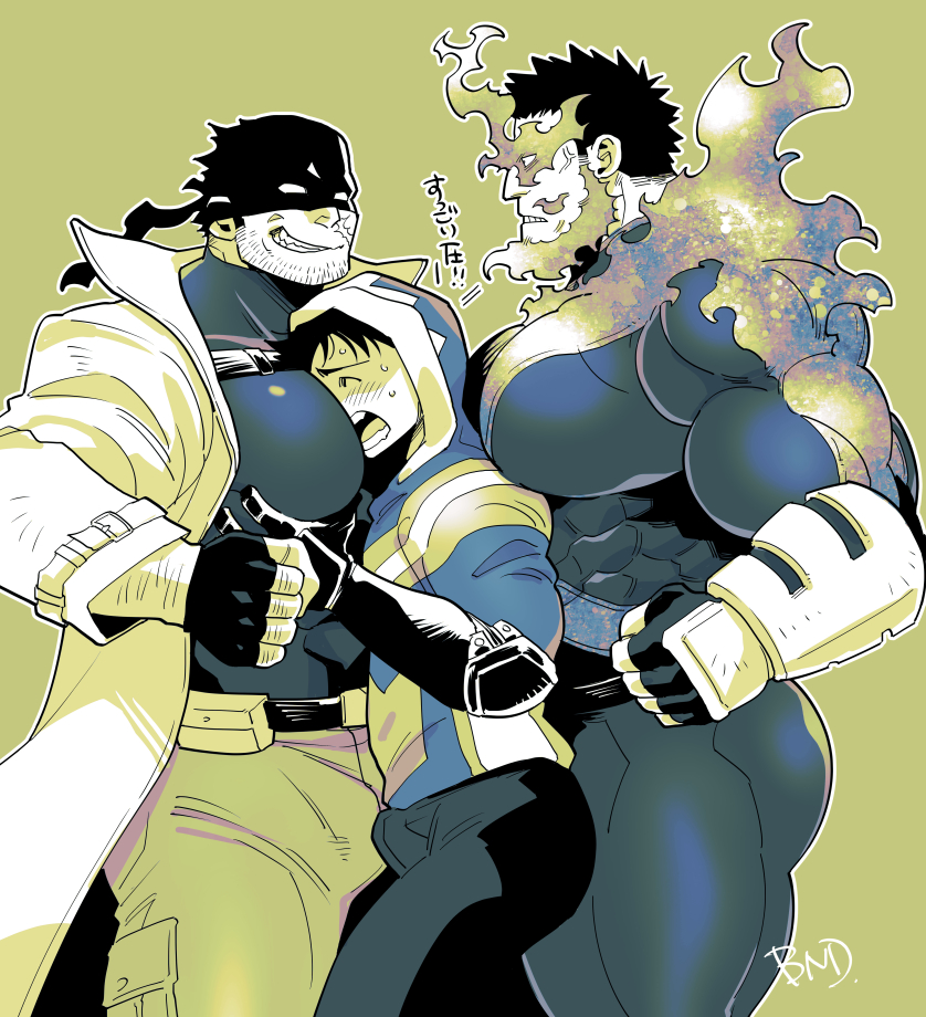 endeavor, knuckleduster, and haimawari kouichi (boku no hero academia and 1 more) drawn by sekijaku