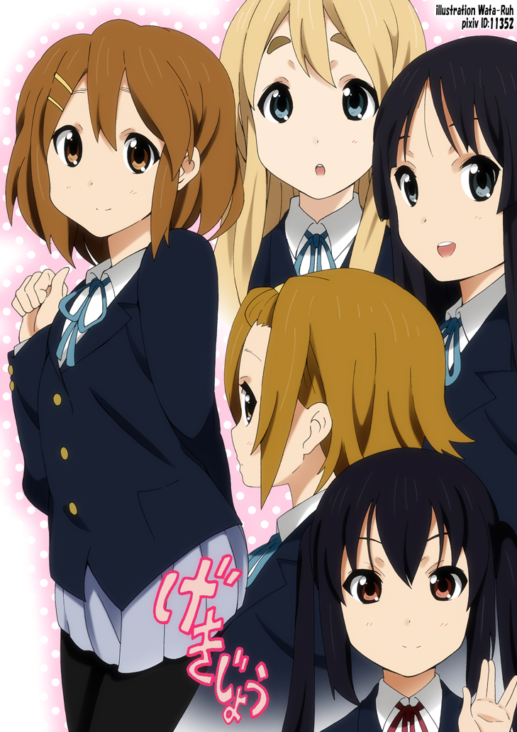 akiyama mio, nakano azusa, hirasawa yui, tainaka ritsu, and kotobuki tsumugi (k-on!) drawn by yamasaki_wataru