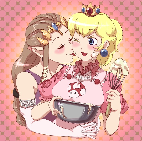 princess zelda and princess peach (the legend of zelda and 3 more) drawn by chichi_band