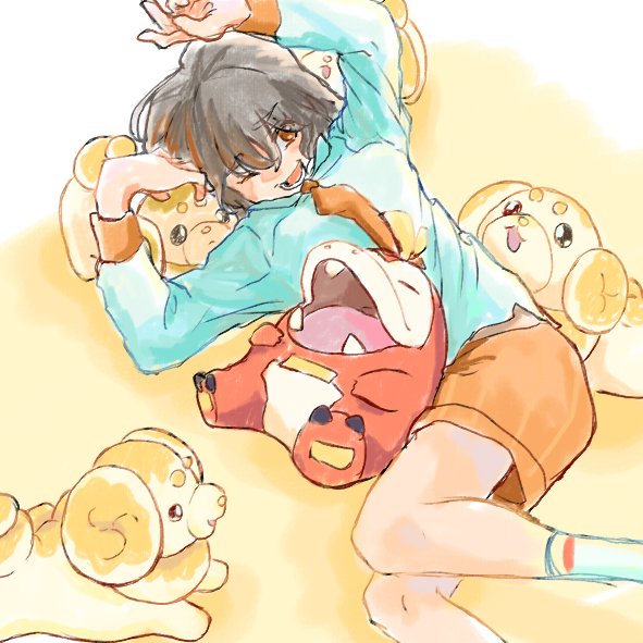 fuecoco and fidough (pokemon) drawn by tororo_oishi_ym