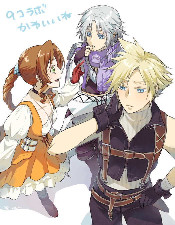 cloud strife, aerith gainsborough, sephiroth, zidane tribal, garnet til alexandros xvii, and 1 more (final fantasy and 3 more) drawn by jo_ro_ri