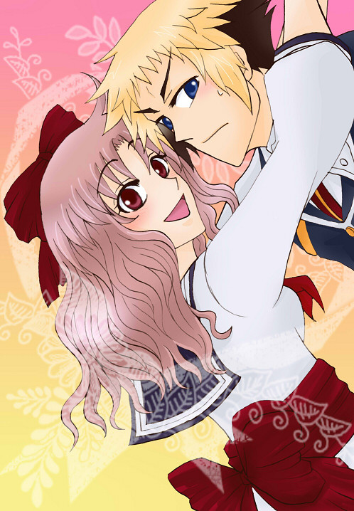 hitoyoshi zenkichi and emukae mukae (medaka box) drawn by masato_(cruce0)