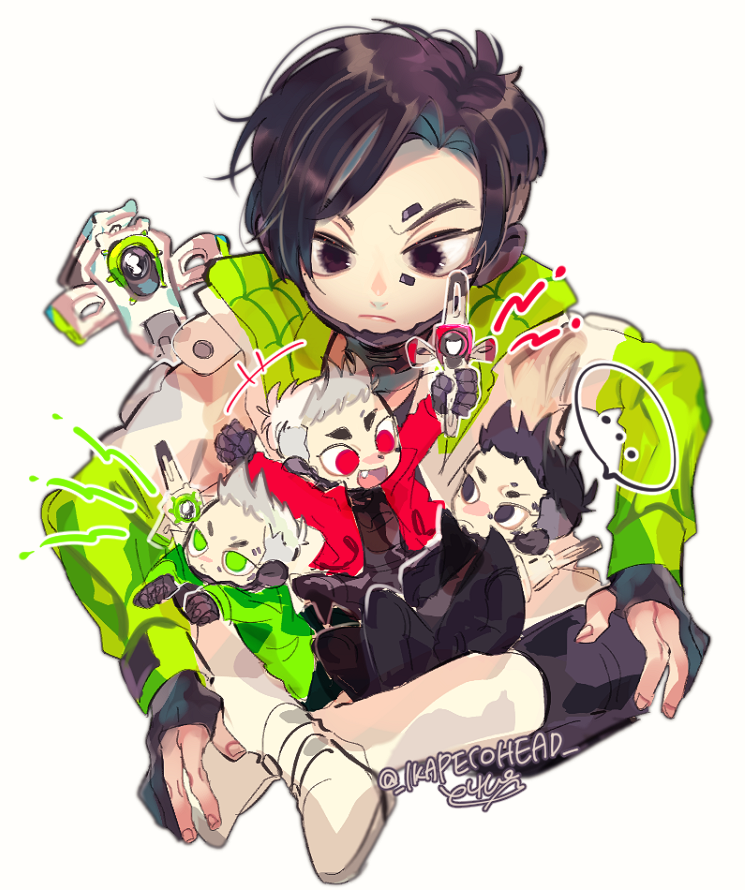 crypto, devil's advocate crypto, the hired gun crypto, and fuzzy logic crypto (apex legends) drawn by repikinoko