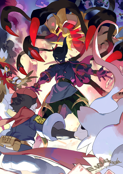 volo, rei, giratina, hisuian zorua, and hisuian decidueye (pokemon and 1 more) drawn by e_volution