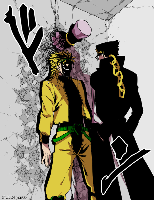 kujo jotaro and dio brando (jojo no kimyou na bouken and 1 more) drawn by meiji_ken