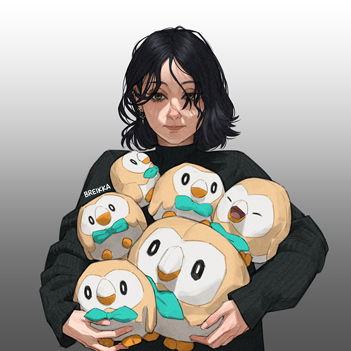 rowlet (original and 1 more) drawn by breikka