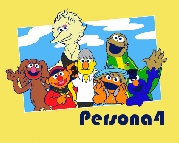 elmo, cookie monster, big bird, oscar the grouch, bert, and 2 more (persona and 2 more) drawn by cujo