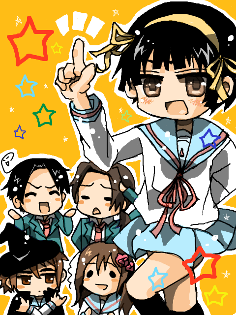 japan, china, taiwan, hong kong, and korea (suzumiya haruhi no yuuutsu and 1 more) drawn by rehurehu
