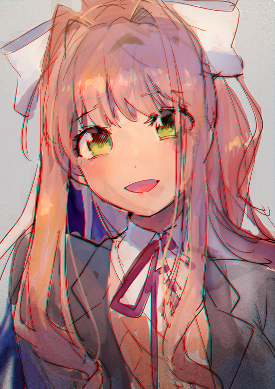 monika and yuri (doki doki literature club) drawn by aoki_(fumomo)
