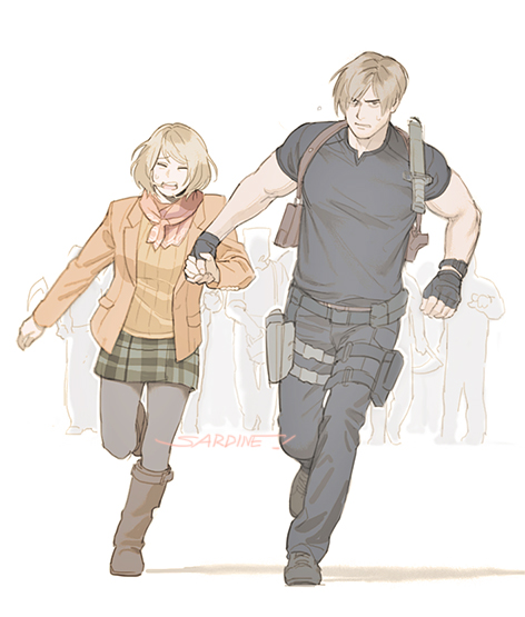 leon s. kennedy and ashley graham (resident evil and 1 more) drawn by sardine_(kjr0313)