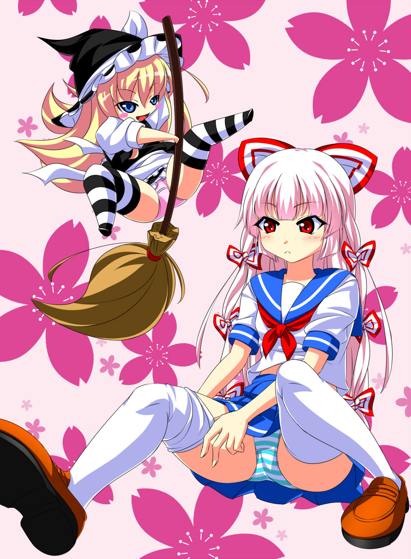kirisame marisa and fujiwara no mokou (touhou) drawn by nakki