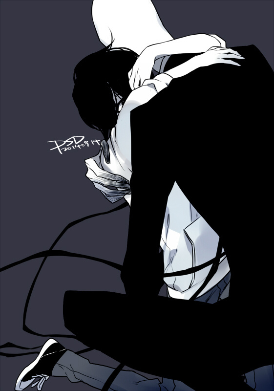 jeff the killer and slender man (creepypasta) drawn by psd_(psdgai)