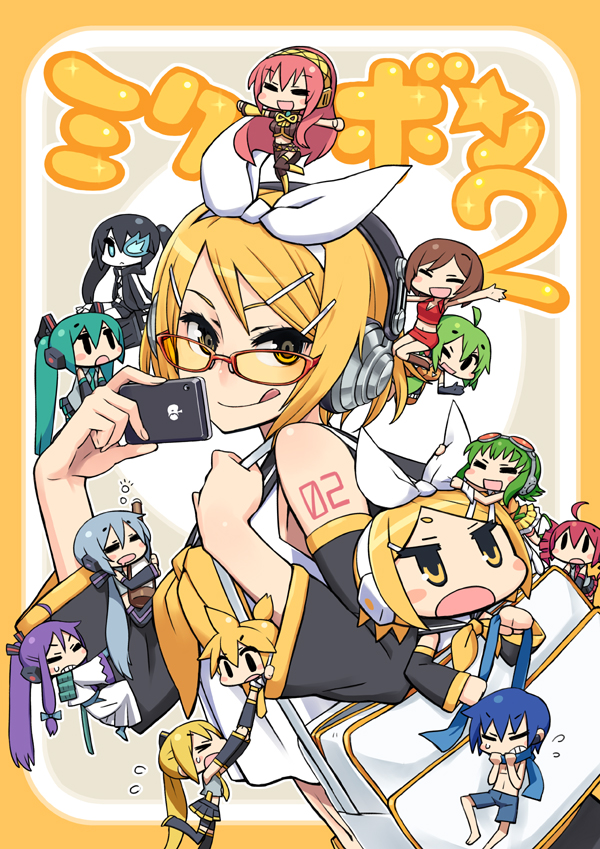 hatsune miku, kagamine rin, kagamine len, megurine luka, kasane teto, and 8 more (vocaloid and 4 more) drawn by chan_co