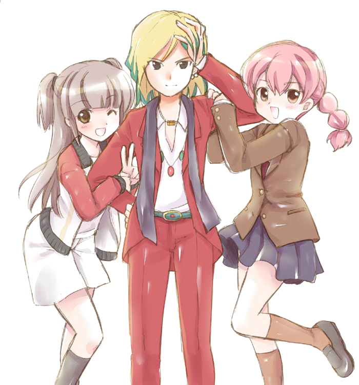 gouenji shuuya, gouenji yuuka, and kisaragi mako (inazuma eleven and 1 more) drawn by usami_wataru