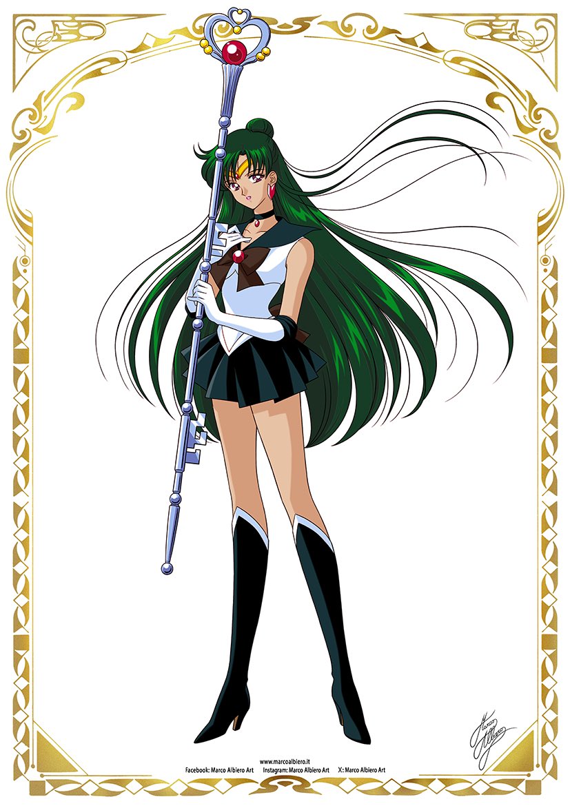 meiou setsuna and sailor pluto (bishoujo senshi sailor moon) drawn by marco_albiero