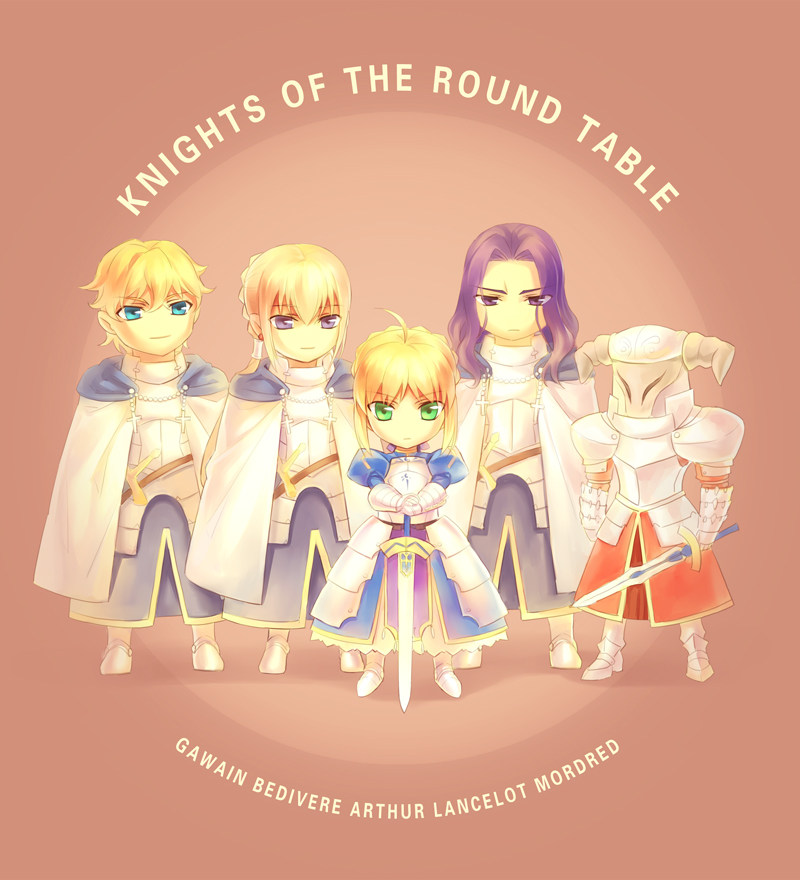 artoria pendragon, saber, mordred, gawain, bedivere, and 1 more (fate and 3 more) drawn by kanmuri_(hanyifan30338)