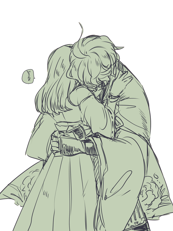 saniwa, female saniwa, and kasen kanesada (touken ranbu) drawn by miyako_(nientetnein)