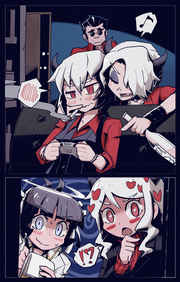 modeus, helltaker, malina, azazel, and zdrada (helltaker) drawn by shuuzen_(shu-zen)