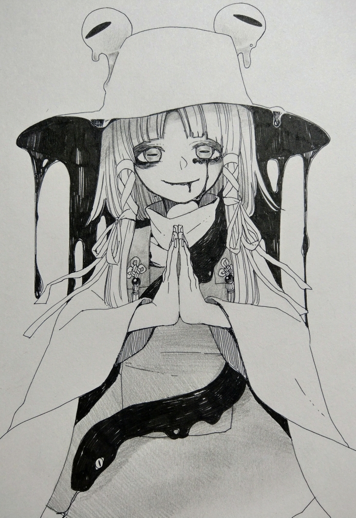 moriya suwako and mishaguji (touhou) drawn by whoru
