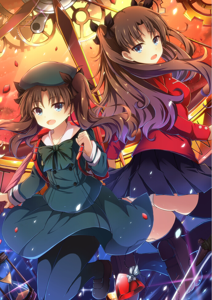 tohsaka rin (fate and 2 more) drawn by jianren