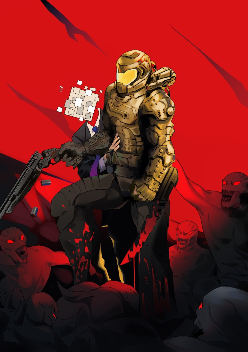 doomguy and imp (doom and 1 more) drawn by doufujintianxianle