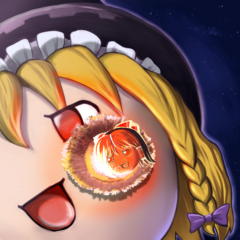 hakurei reimu and kirisame marisa (touhou) drawn by mycomputer