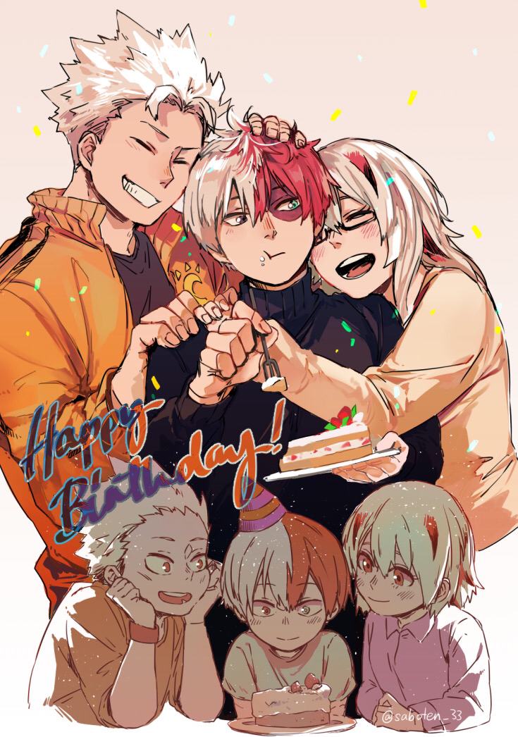 todoroki shoto, todoroki fuyumi, and todoroki natsuo (boku no hero academia) drawn by saboten_33