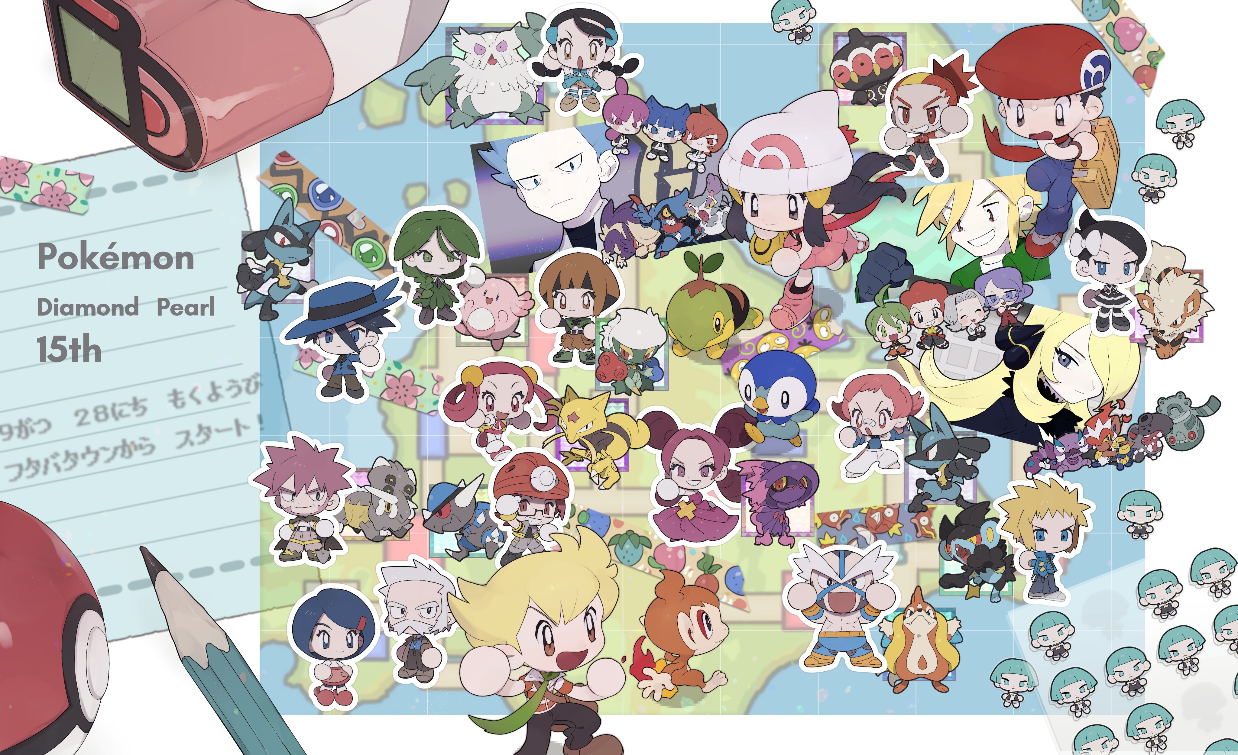 Dawn Cynthia Piplup Lucario Lucas And 49 More Pokemon And 2 More Drawn By Mimura Nnnnnnnnmoo Danbooru