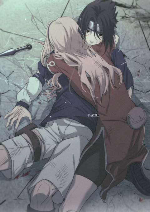 haruno sakura and uchiha sasuke (naruto) drawn by niku_(ni23ku)