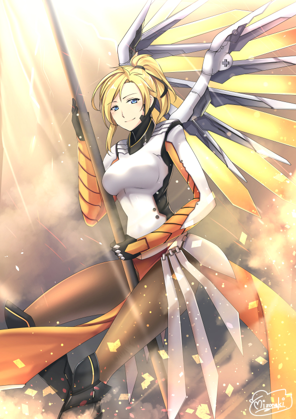 mercy (overwatch and 1 more) drawn by mizonaki