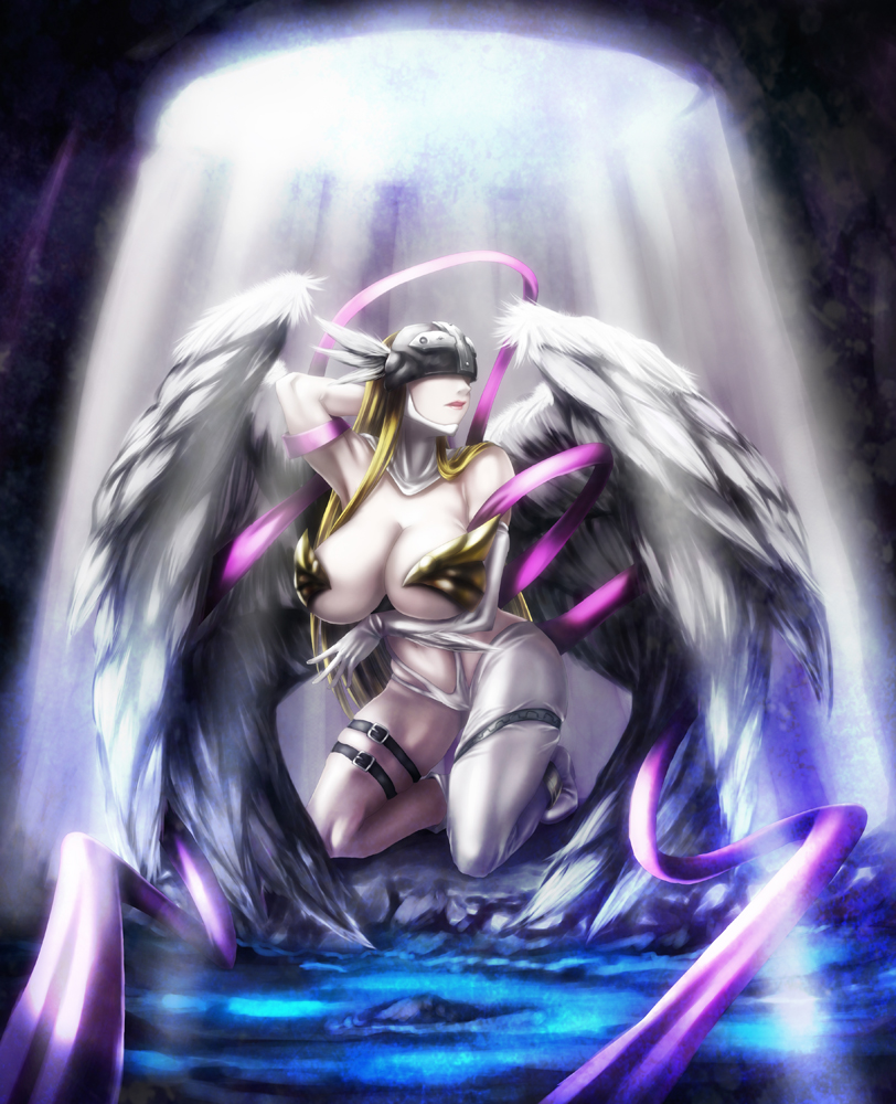 angewomon (digimon and 1 more) drawn by okai