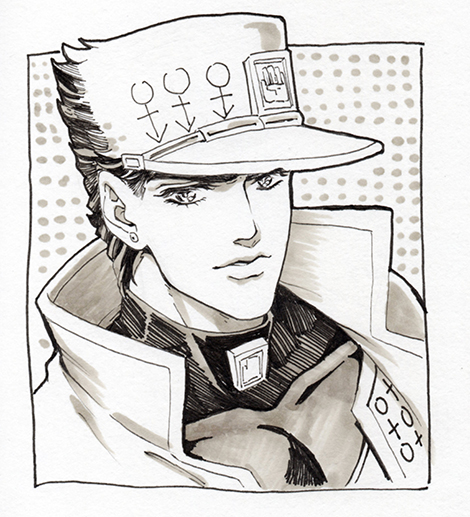 kujo jotaro (jojo no kimyou na bouken and 1 more) drawn by lanxjourney