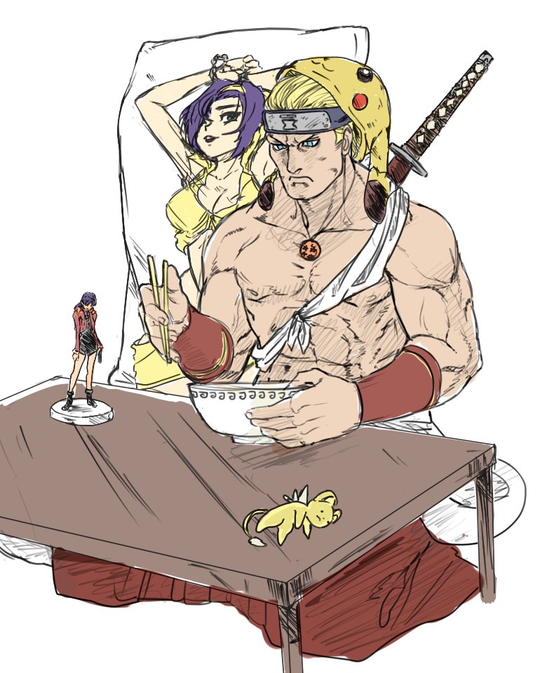 pikachu, kero, katsuragi misato, faye valentine, and geese howard (pokemon and 8 more) drawn by desempregado-sama