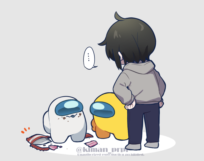 crewmate, yellow, white, impostor, and they (original and 1 more) drawn by kiman