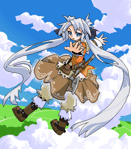 mof's silver haired twintailed girl (original) drawn by mof