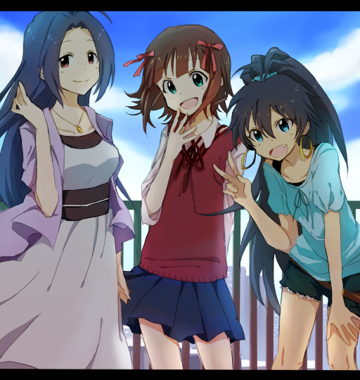 amami haruka, ganaha hibiki, and miura azusa (idolmaster) drawn by yamada_(kamett)